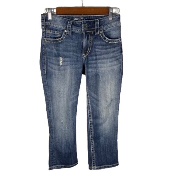 Silver Jeans Denim - Silver Jeans Womens Suki Surplus Low Rise Capri Jeans Sz 26 Western Festival Y2K